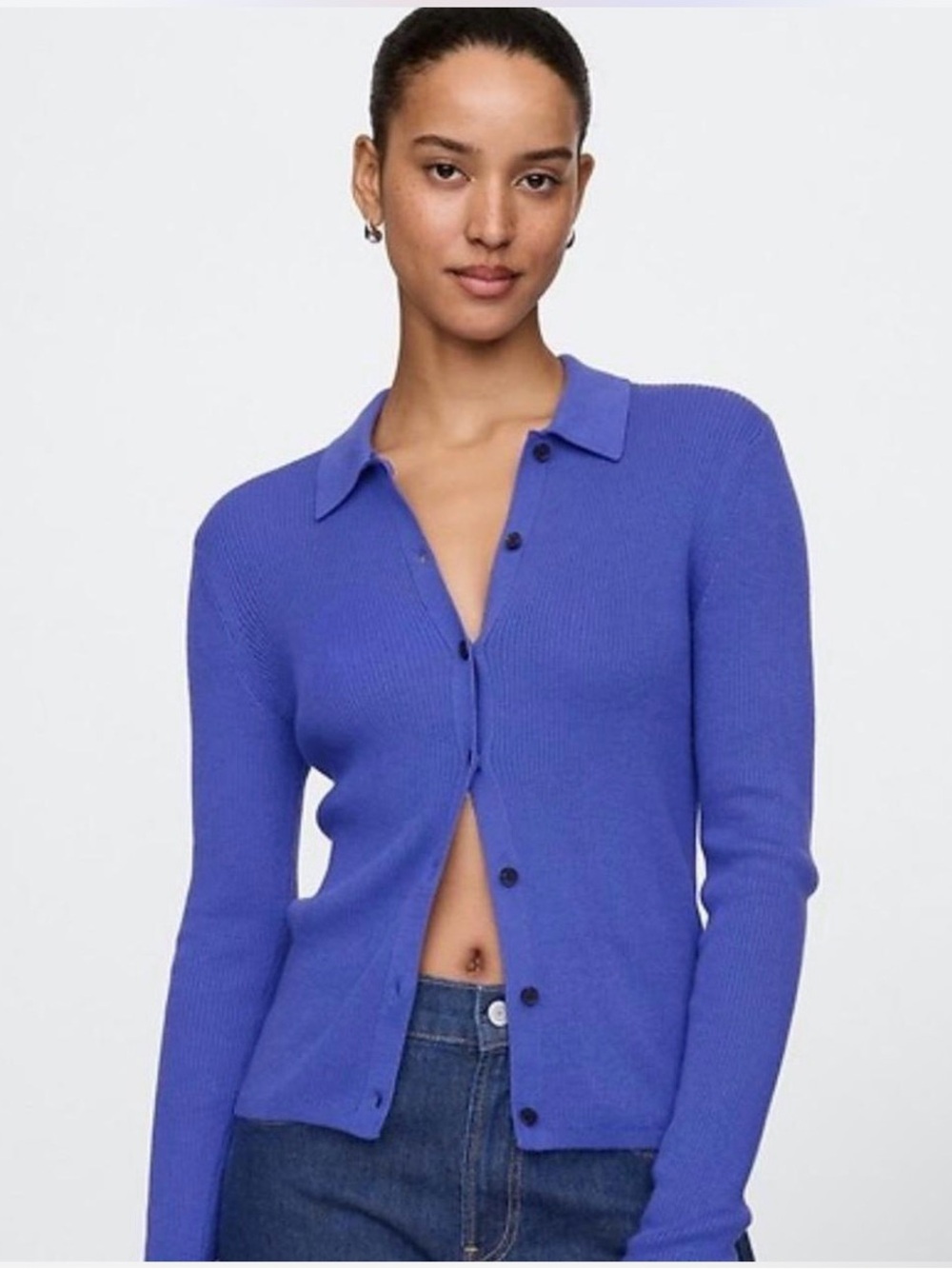 GAP Cobalt Blue Ribbed Button-Up Cardigan - Picture 1 of 4